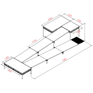 Wheelchair Ramp to suit 900mm High Stage. 8780mm long x 2400mm wide with 14:1 Gradient