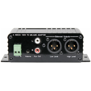 100v Line Converter, with 1 x XLR mic o/p & 1 x twin RCA line o/p