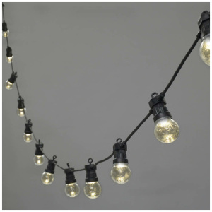 Festoon string 20MTR with 20 warm white led frosted Candle dimmable globes