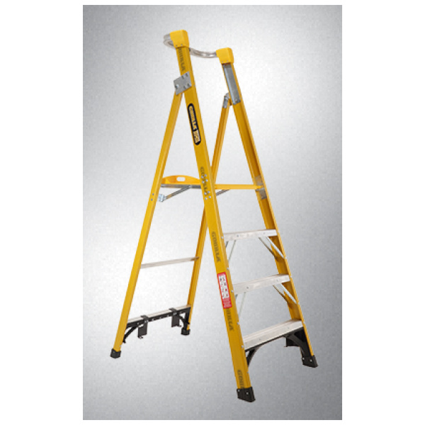 Gorilla, Fibreglass Platform Ladder, 1740mm (6ft) platform height with wheels