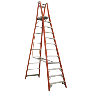 Indalex, Fibreglass Platform Ladder, 3000mm (10ft) platform height with wheels